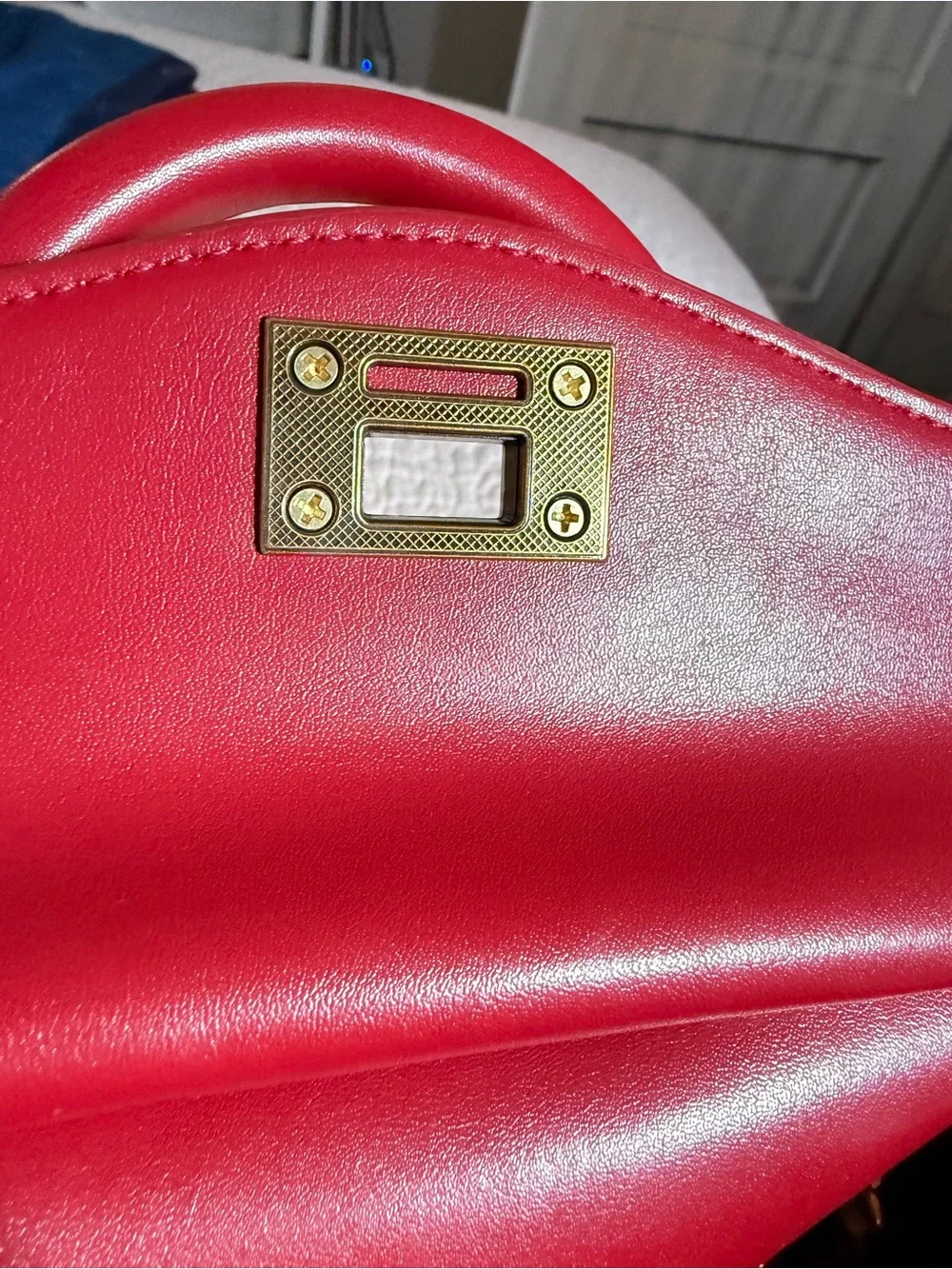 Red Leather Top-Handle Women's Bag